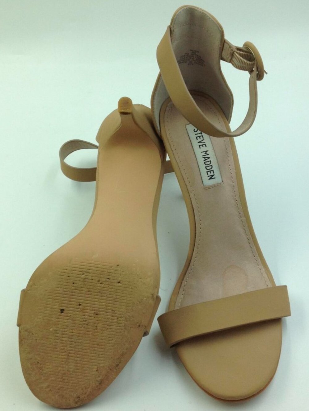 Woman's Tan Leather Buckle Detail Steve Madden High Heels - Picture 6 of 7